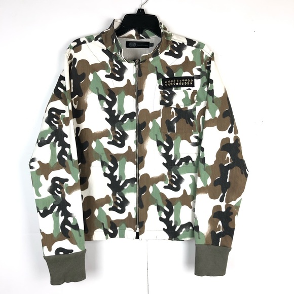 JET Jackets & Blazers - JET JOHN ESHAYA STUDDED CAMO JACKET (Medium)